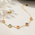 2025 New Arrival Minimalist Stainless Steel Heart Square ZC Stone Bracelet Delicate Light Luxury Bracelet for Women Wholesale