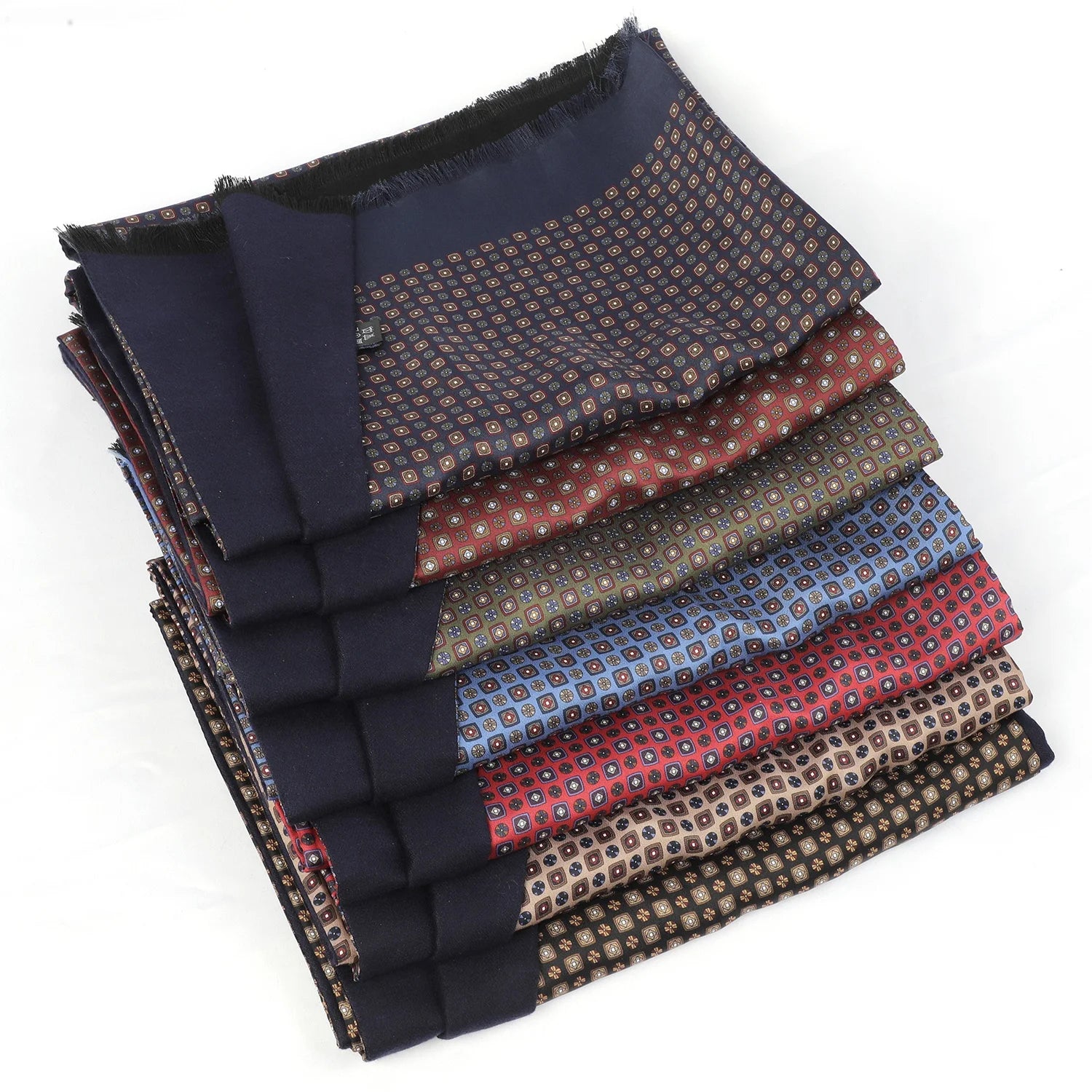 Men's 100% Silk Long Double Layer Scarf Face/Neck Wrap Fashion Neckerchief Formal Casual Business