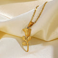 European American Fashion 18K Gold Plated Necklace Simple Stainless Steel Necklace Design Sense Vintage Rose Necklace