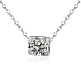 Somen Women 925 Sterling Silver Heart Necklace Single 1Ct Moissanite Pendant Necklace Jewelry Christmas Gift Wholesale