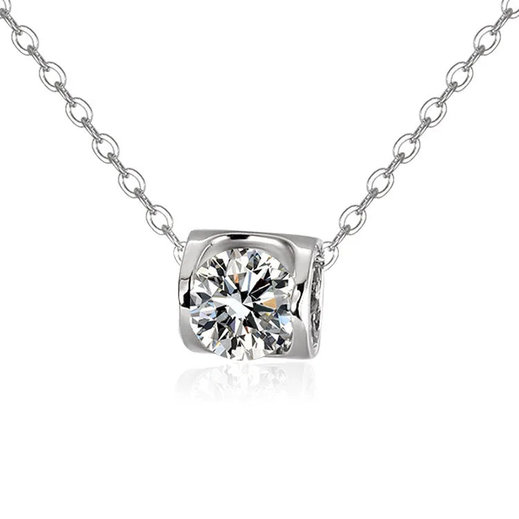 Somen Women 925 Sterling Silver Heart Necklace Single 1Ct Moissanite Pendant Necklace Jewelry Christmas Gift Wholesale