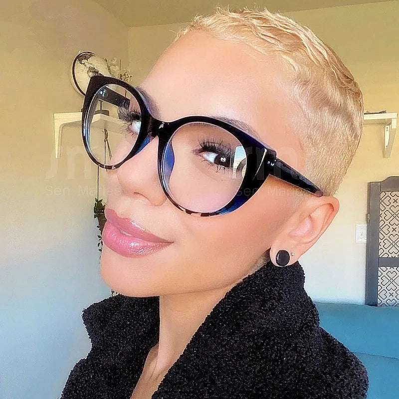 Custom Logo  Vintage Transparent Spectacle Eyeglasses Frame Oversized Cat Eye Optical Glasses Women