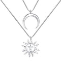 Hot Sale Ladies Jewelry Birthday Gift Pendant Necklace Half-Moon Sun Necklace Simple Double-Layer Overlay Necklace