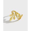 VIANRLA Leaf Branch Ring 925 Sterling Adjustable Ring Gold Plated Vine Ring