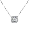 Dylam S925 Sterling Silver Diamond Square Necklace Niche High-End Personalized Cubic Zirconia Chain Necklaces for Women