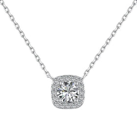 Dylam S925 Sterling Silver Diamond Square Necklace Niche High-End Personalized Cubic Zirconia Chain Necklaces for Women