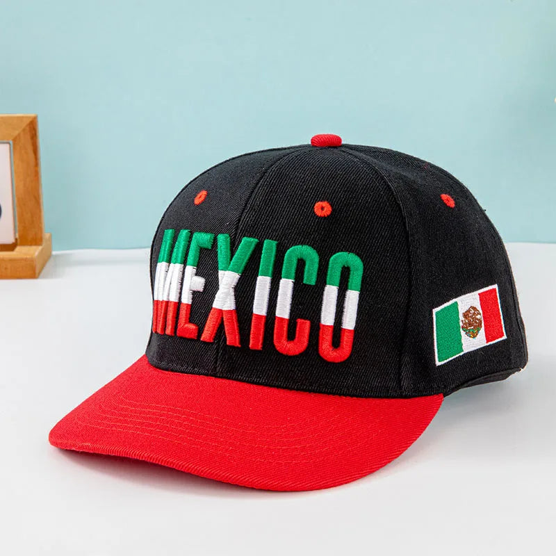 In Stock Classic Men Women Mexican Baseball Cap 6 Panel Gorras Flag Snapback Hat Cap for Sports