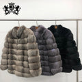Janefur Men Fox Fur Coat Plus Size Thicken Warm Windproof Long Mens Fur Coats Men Real Fox Fur Overcoat for Sale