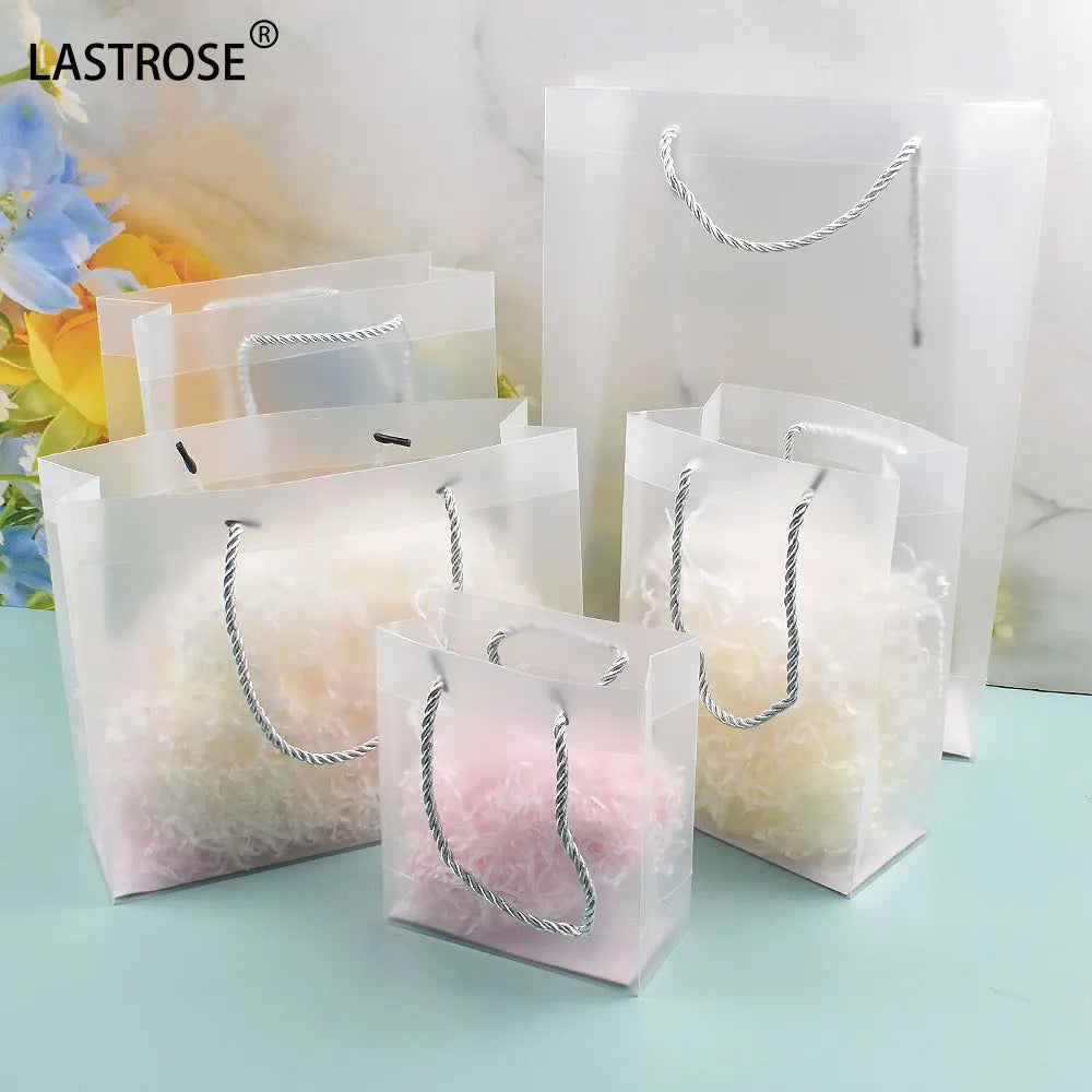 Luxury Frosted Transparent Recyclable Tote Bags Stylish Handles Jewelry Cosmetics Storage Valentine's Day Promotion Gifts Art