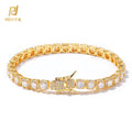 NUOYA Jewelry Iced Out Diamond 5mm Clustered Tennis Chain Bracelet 18K Gold Plated Thin Tennis Chain Bracelet Jewelry for Women