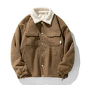 Wholesale Breathable Vintage American Letter Embroidery Sherpa Lined Winter Coat Corduroy Varsity Work Jacket for Men