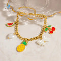 SUMMLY Trend Wholesale Personalized Fruit Pendant 18K Gold-Plated Stainless Steel Chain Bracelet Fashion Jewelry
