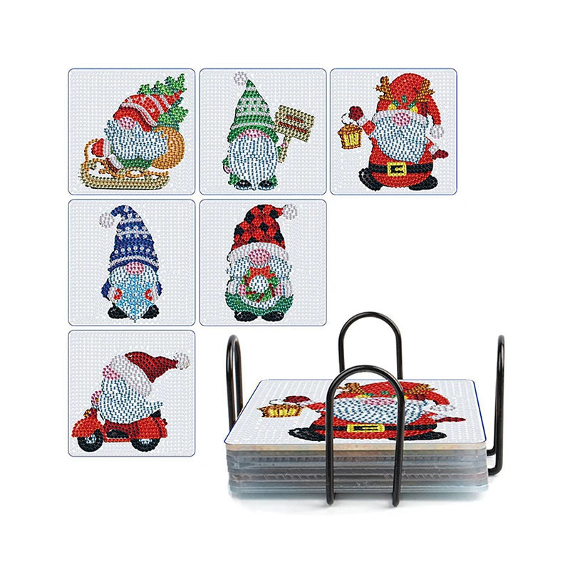 5D Diamond Painting Art Coaster Christmas Series Diy Single Side Stick Drill Acrylic 6 Piece Set Coasters for Drinks
