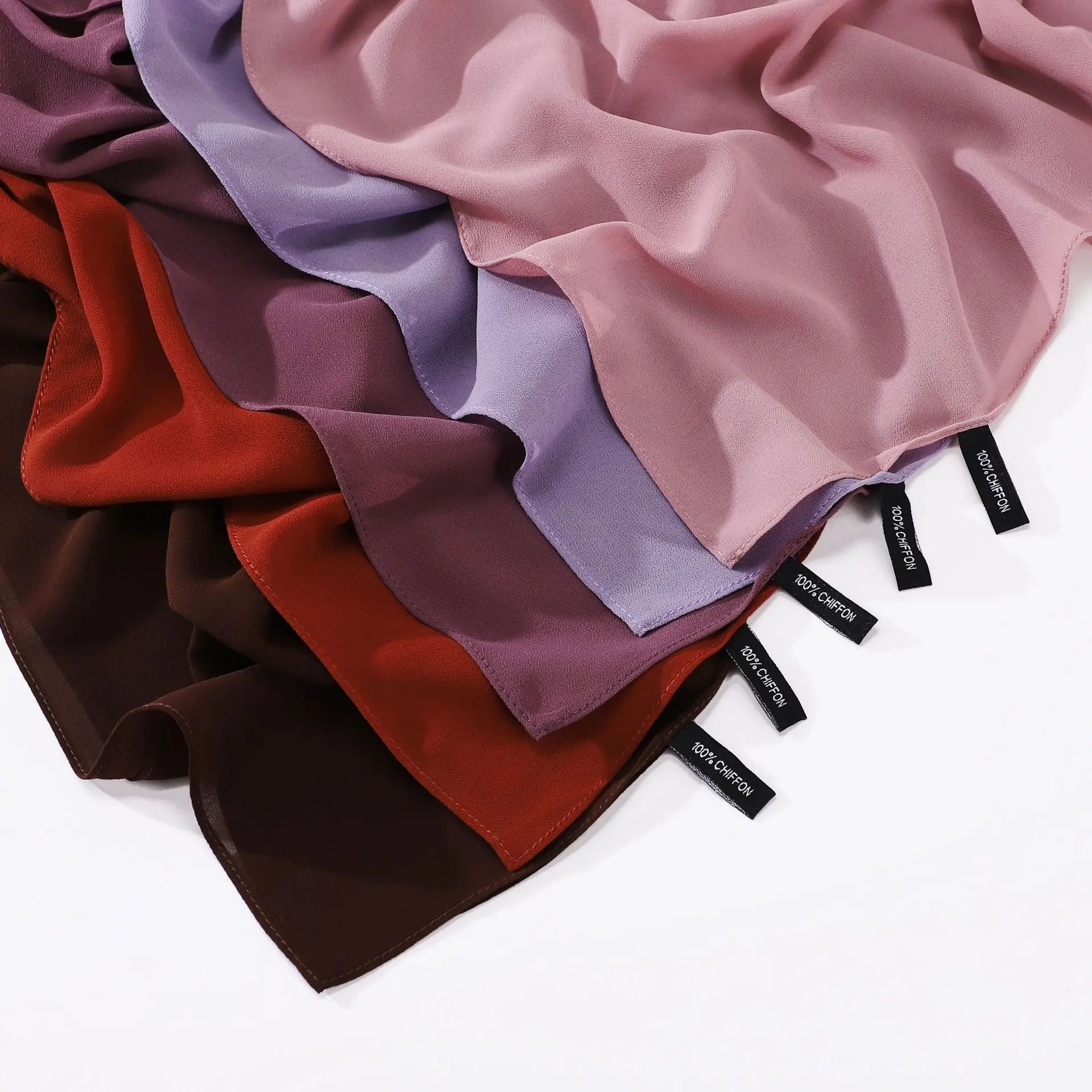 High Quality Solid Color Pearl Chiffon Hijab Scarves Premium Handmade Right Angle Edge Plain Chiffon Hijab Shawl