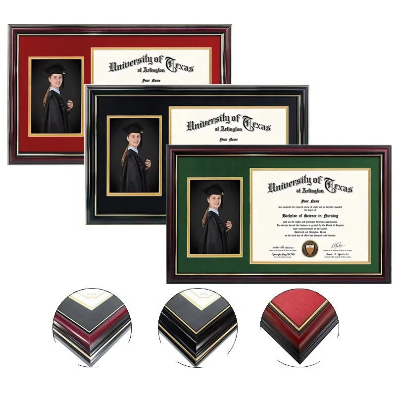 Eco-Friendly Nordic Solid Wood Photo Frame Wall Hanging Light Luxury Simple Silk Screen Printing Certificate Display Frame