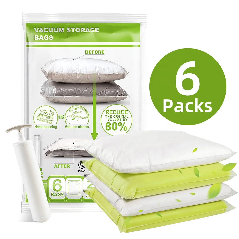Clothes and Quilt Transparent Vacuum Bags With Pump for Clothes Wardrobe Space Saver Clothing Vacuum Storage Bags