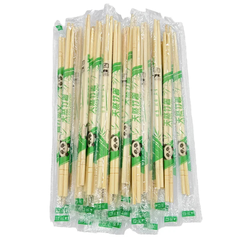 Custom Logo Disposable Bamboo Chopsticks 19.5cm Long Traditional Design Round Chopsticks for Restaurants and Weddings