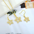 Latest Design Gold Plated 925 Sterling Silver Five Star Jewelry Set Earrings and Necklace Set for Women