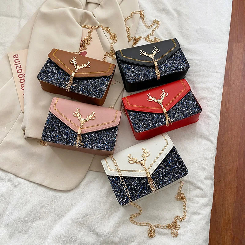 Fashion Shoulder Purses for Women  Square Ladies Bag Wholesale Sequin Decoration Embroidery Women Bags Chain Shoulder Bag