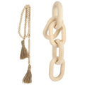 Home Boho Hand Carved 2-Link Black Wooden Chain Link Decor Wood Knot