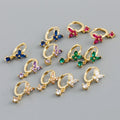 SP New Styles Korean Zircon 925 Sterling Silver Butterfly Hoop Earrings