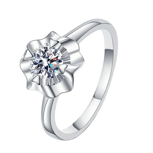 0.5 Carat Factory Direct S925 Silver Moissanite Solitaire Ring Hot Selling for Women Passes Diamond Test