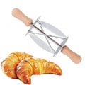 2025 Professional Stainless Steel Italian Bakery Pastry Dough Roller Pin Croissant Cutter With Rubber Wooden Handle Pastry Pin