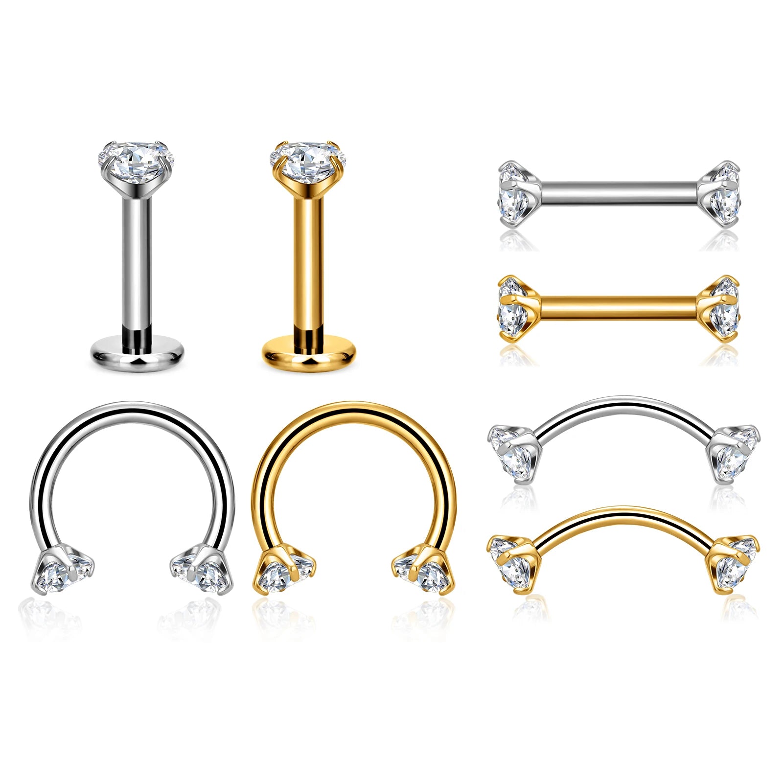 G23 Titanium Labret Lip Stud Ear Earrings 16G Cartilage Helix Piercing Lobe Conch Eyebrow Nose Body Jewelry