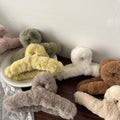 Wholesale Winter Korean Colorful Super Grip Elegant Plush Cute Sweet Geometric Acrylic Hair Claw Clip for Girls Women