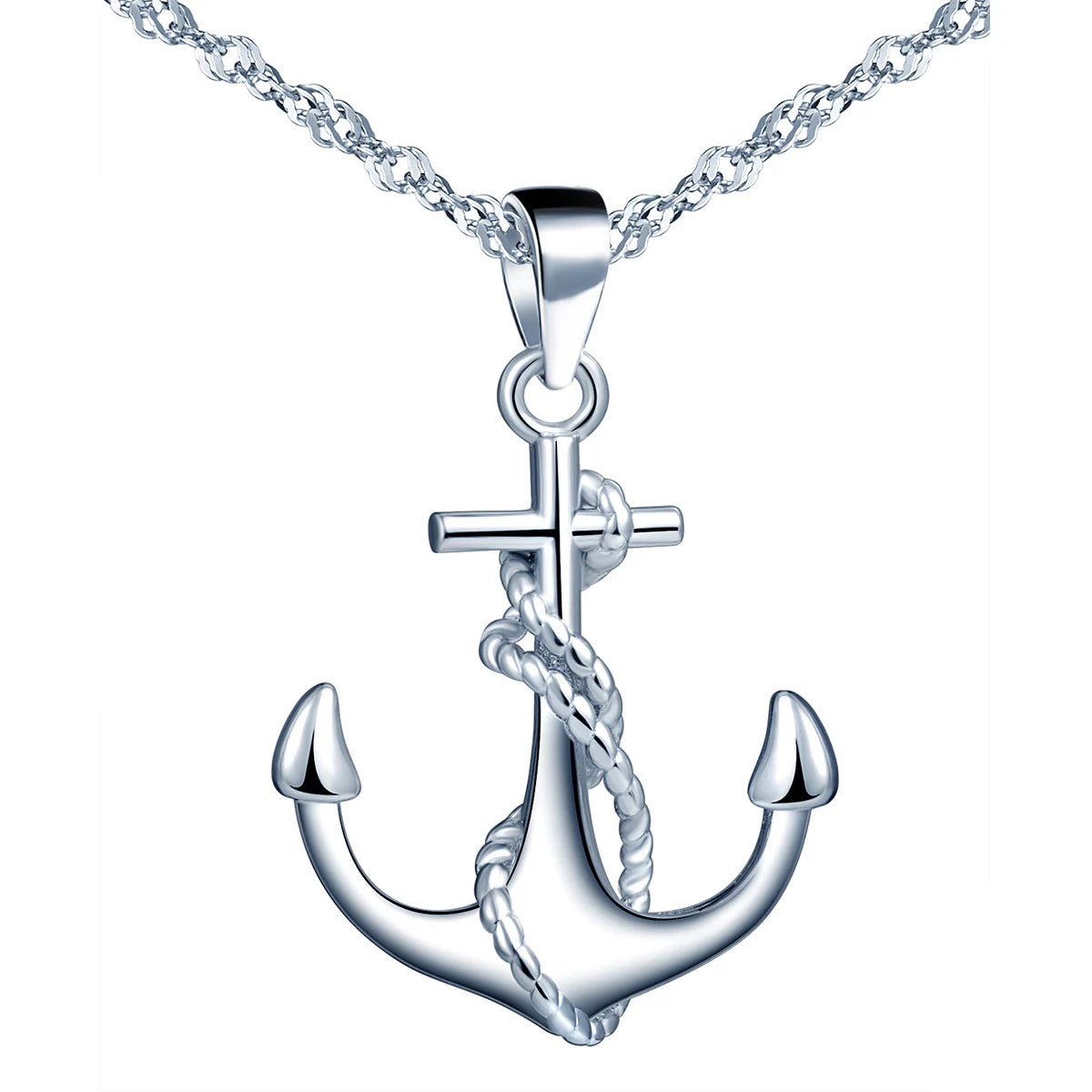 925 Pure Silver Anchor Necklace Stars Rudder Combination Classic Necklace Pendant