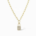 LOZRUNVE 925 Sterling Silver Fashion Pave CZ Baugette Padlock Lock Necklace 18k Gold Jewley Wholesale