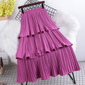 One Size New Elastic Waist Multi Layered Pleated Patched Cake Skirt A-line Large Hem Over Skirt