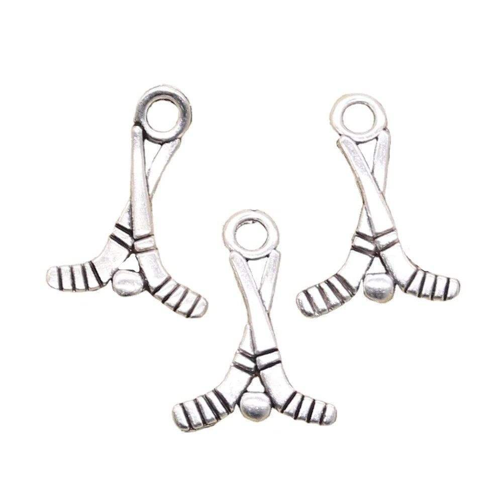 Charms Hockey Stick 16x23mm Tibetan Silver Color Pendants Antique Jewelry Making DIY Handmade Craft