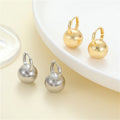 Round Ball Earring 14K Gold Plate Brass Fashion Design Simple Texture Loop Hoop Earrings Jewelry Design for Women