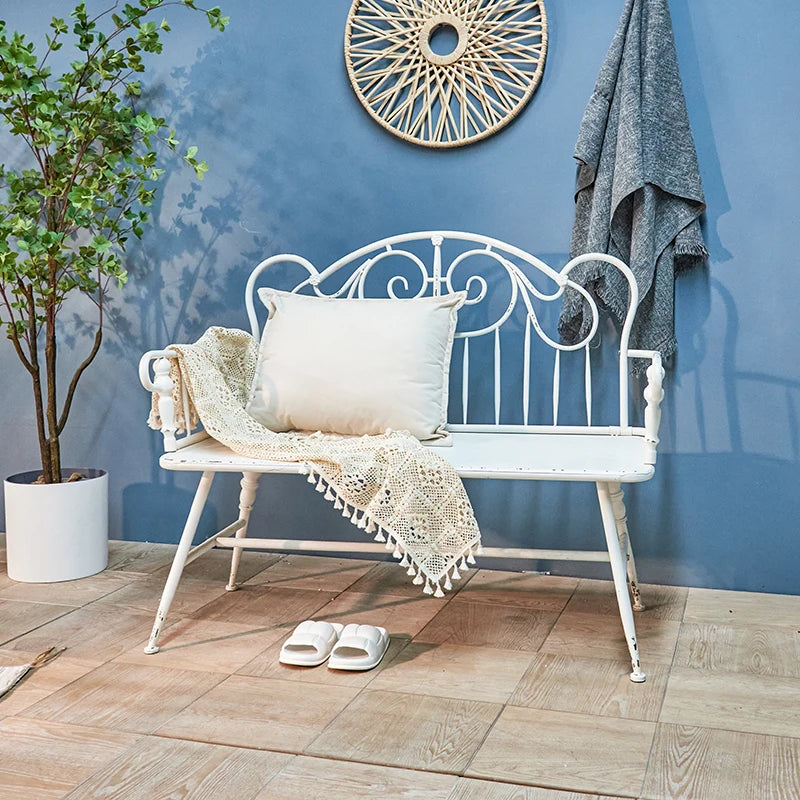 INNOVA High Quality Outdoor Patio Industrial Style Vintage Distressed Metal Bench Chair for Home Garden Use