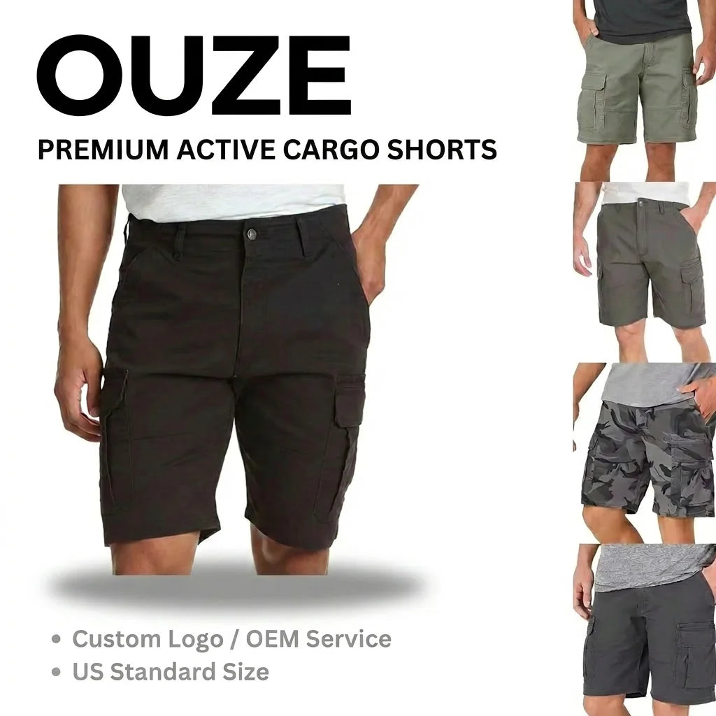 2023 Summer Men's Simple Multi-pocket Casual Carpenter Pants Nickel Straight Shorts
