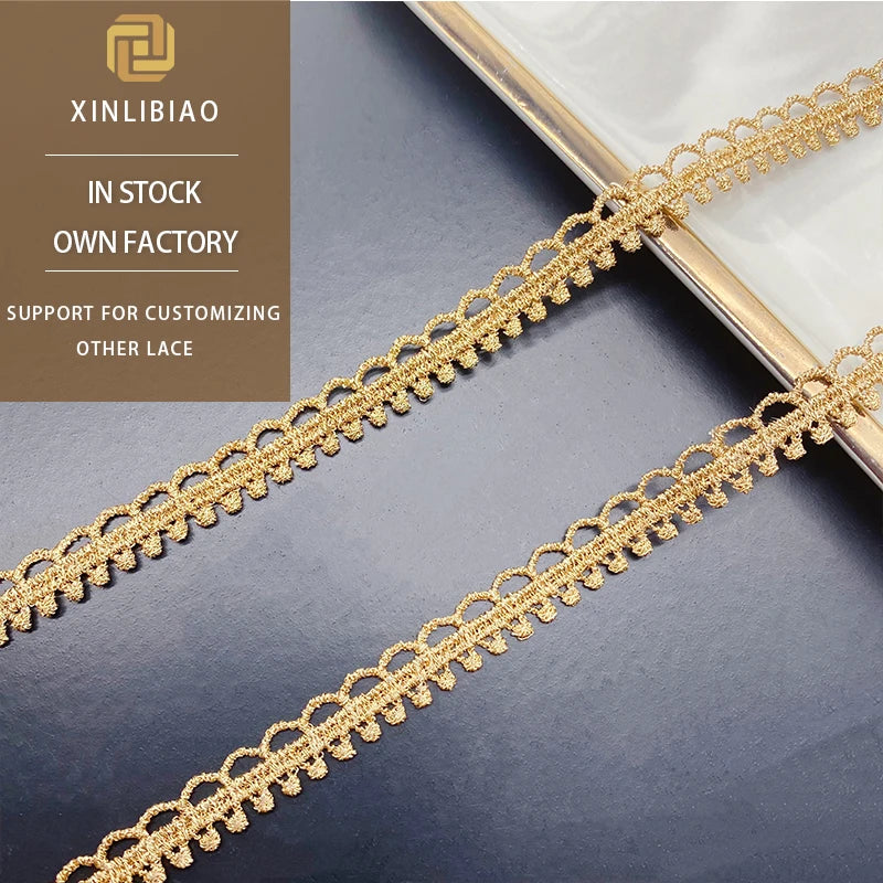Wholesale Polyester Embroidered Lace Trim Water Soluble Garment Trim with Metal Bar Code Skirt Trim