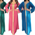 S-XXL Middle East Women's Dress Hot Diamond Ribbon Lace Muslim Fashion Gown