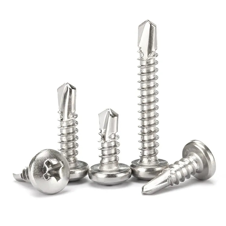 Bag of 100pcs Stainless Steel 410 Pan Round Self-Drilling Roofing Screw M4.2 M4.8 Cross Recessed Metric Measurement System