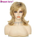 Dream.Ice's Hair Ladies Natural Gold Short Synthetic Wig Big Wave Transparent Lace Heat Resistant Headgear for Women