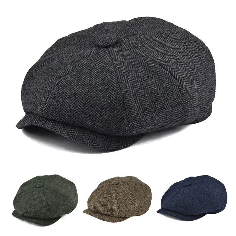 New Vintage Men Newsboy Cap Octagonal Cap Outdoor Driving Berets Hat