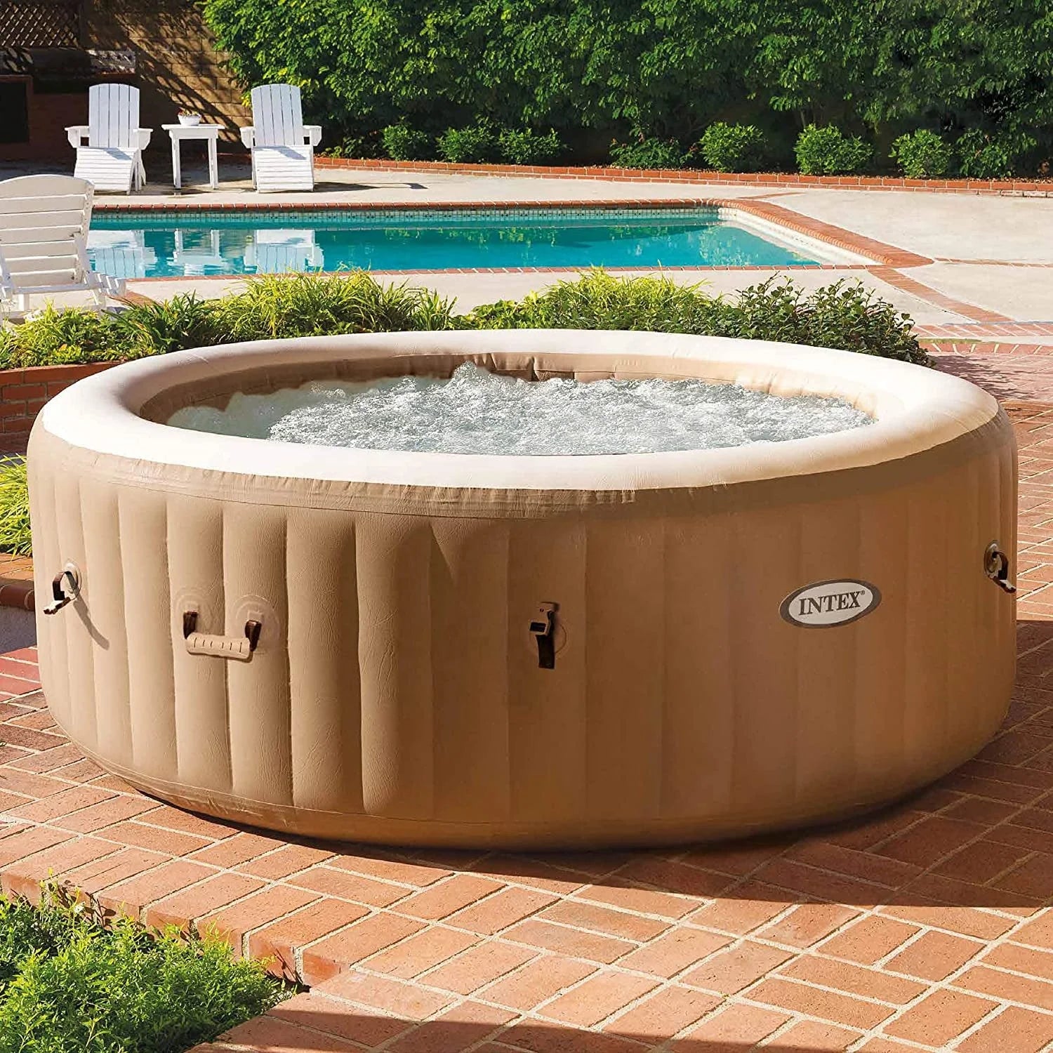 INTEX Spa 28426 & 28428 Inflatable Round Hot Tub Available in 4 and 6 Person Sizes