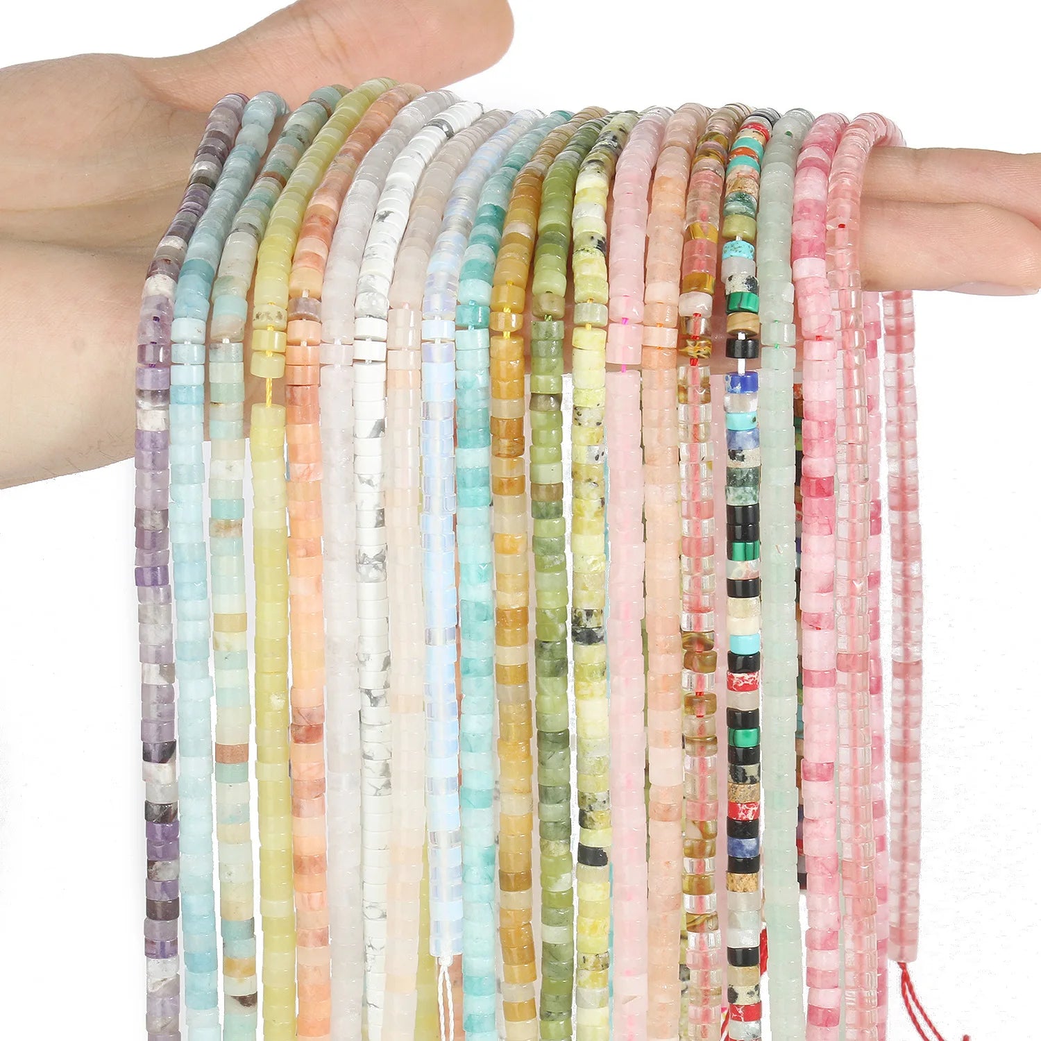 2*4mm Natural Stone Abacus Disc Loose Beads Crystal Gemstone Amethyst Rose Quartz Lapis Red Agate Spacer Bead for Jewelry Making