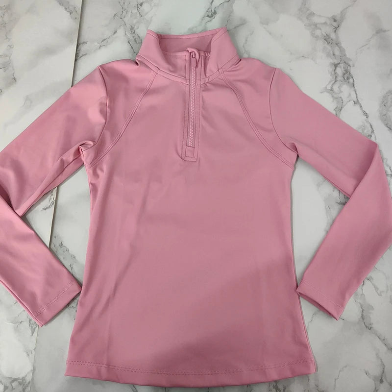4 Colors Kids Equestrian Polo Shirts Horse Riding Long Sleeves Light Weight Quick Dry Girl's Equestrian Show Shirt