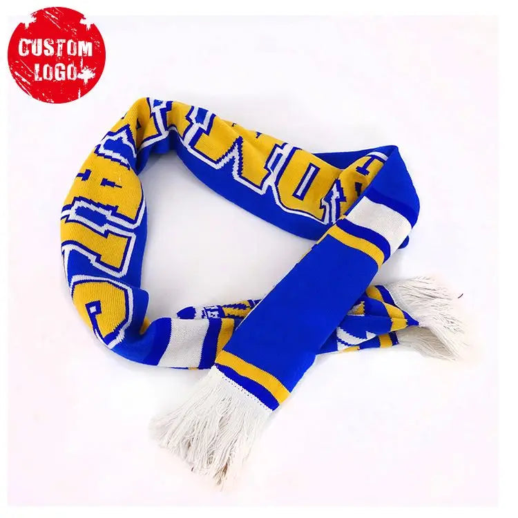 Soccer Fan Acrylic Knit Shawl Promotional Custom Muffler Football Scarf Custom Logo