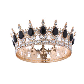 AA01435 Silver Pageant Full Round Adjustable Miss Queen Colorful Winner Crowns Gold Bridal Wedding Circle Princess Tiara