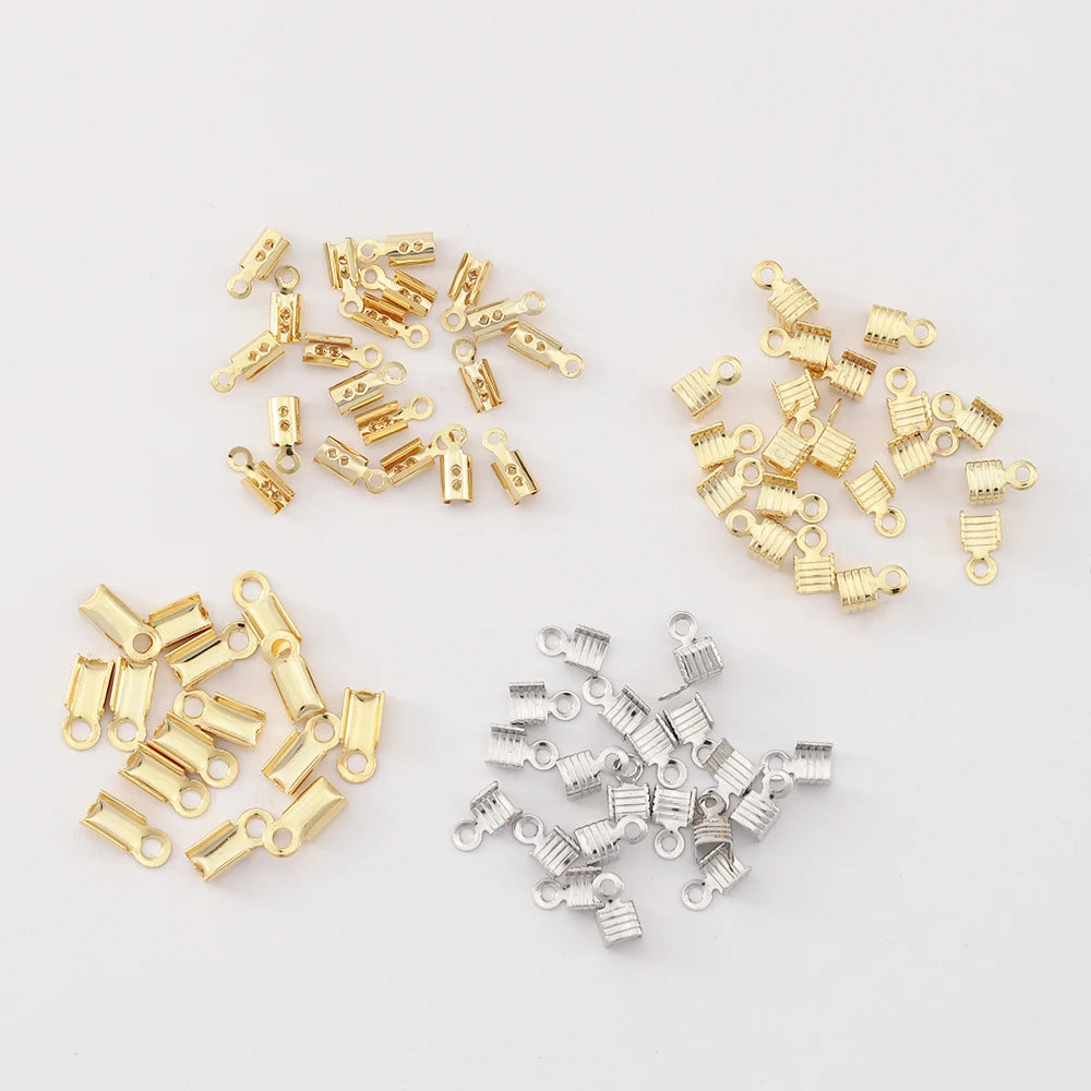 Crimp Clasp Connectors for Necklace Connectors Metal Swivel Lobster Clasp D Ring 18K Gold Plated Brass for Jewelry Making