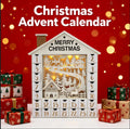 Laser-Cut European Style Wooden Christmas Advent Calendar LED Village Scene 24 Days Countdown Gifts Storage Box Home Decoration
