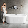 Modern Luxury Glossy White Oval Acrylic Freestanding Deep Soaking Bath Tub for Hotel Villa Bathroom Project