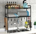 2-Tier Stainless Steel Matt Black Large Over the Sink Dish Drying Rack with Utensil Holder Dish Drainers for Kitchen Counter
